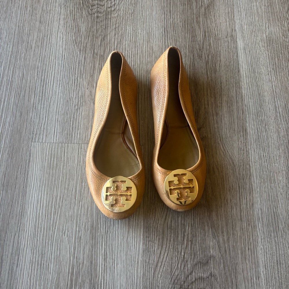 Tory Burch Tan Leather Ballet Flats